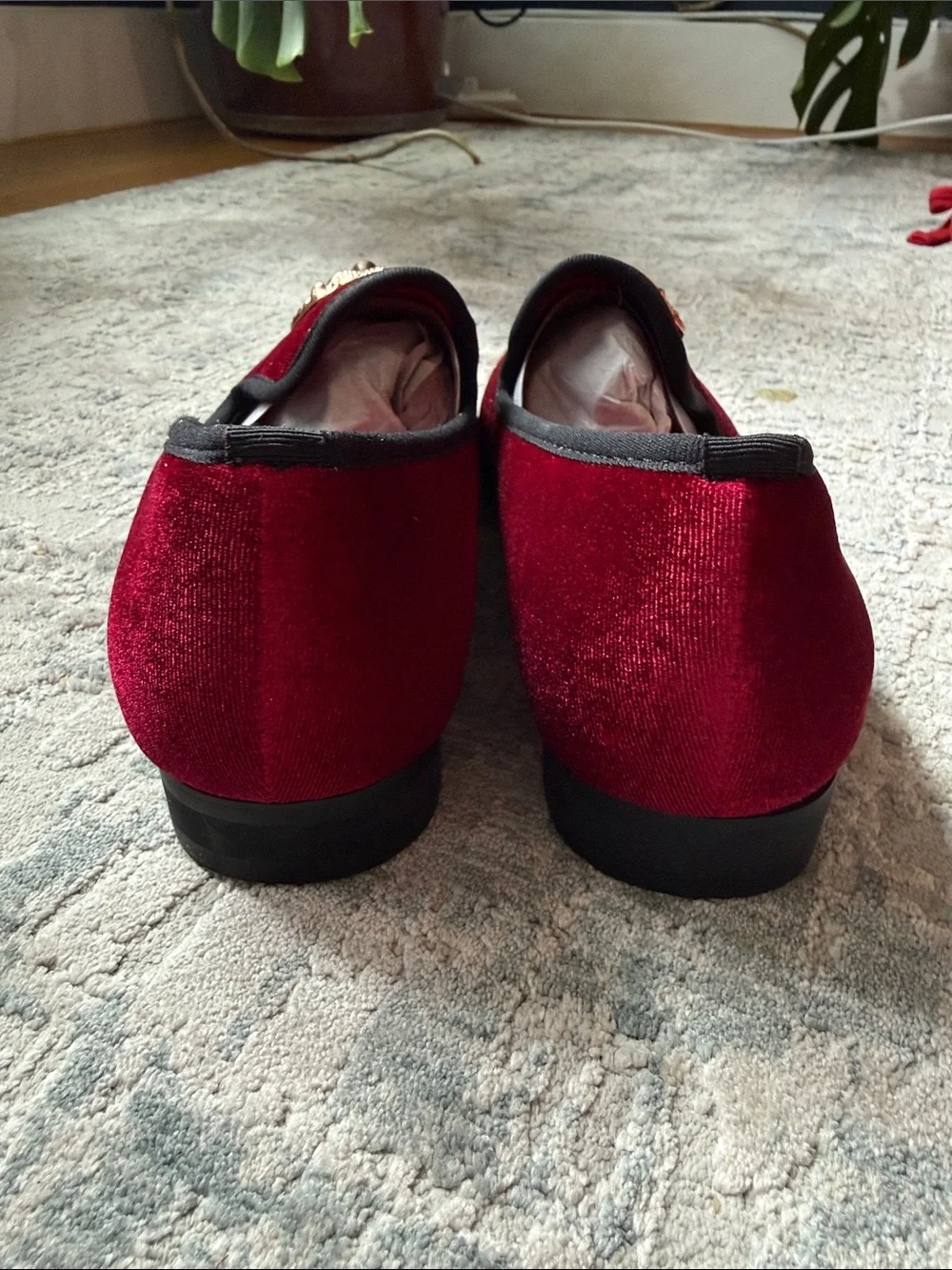 Men’s Velvet Slip-On Loafers in Fuchsia